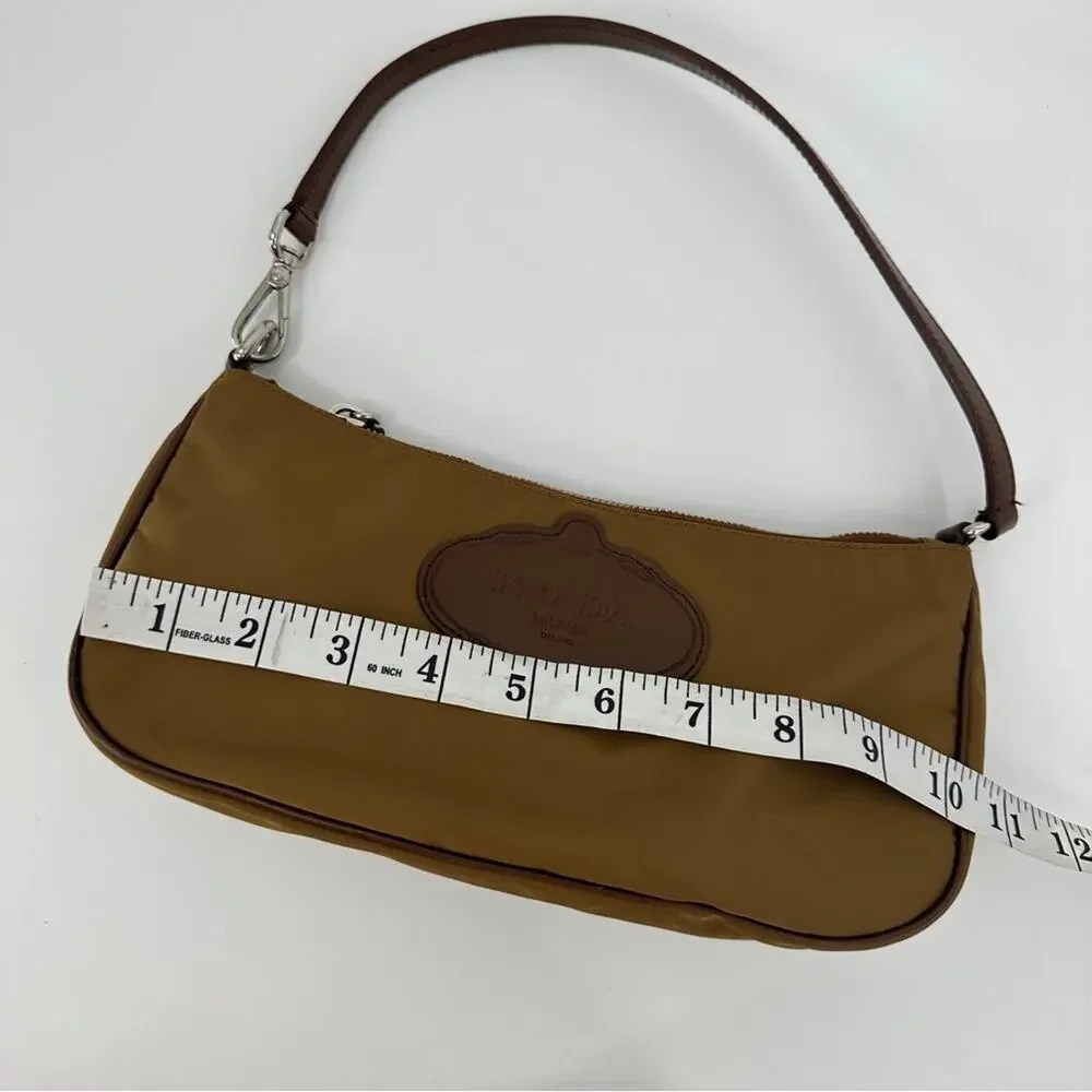 SALE!!!!!!Prada Vintage Mini Nylon Brown Logo Shoulder Bag - Picture 10 of 13